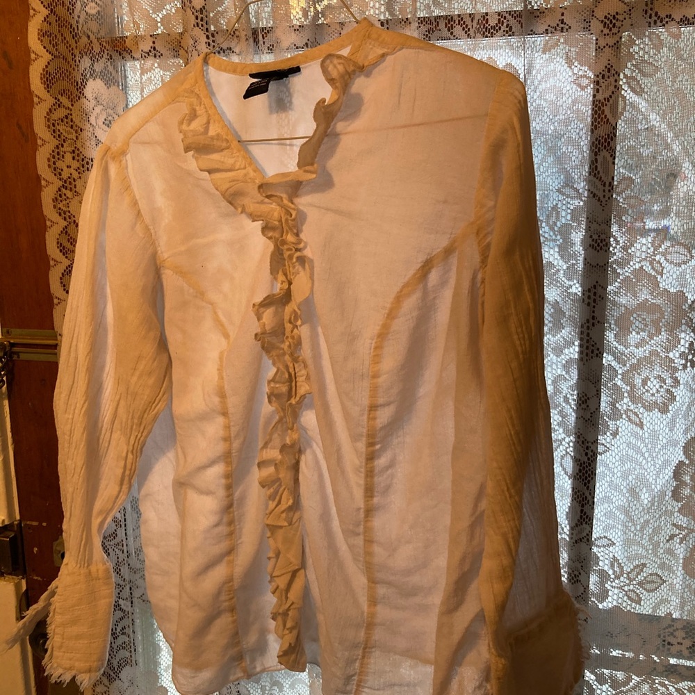 White cotton ruffled blouse